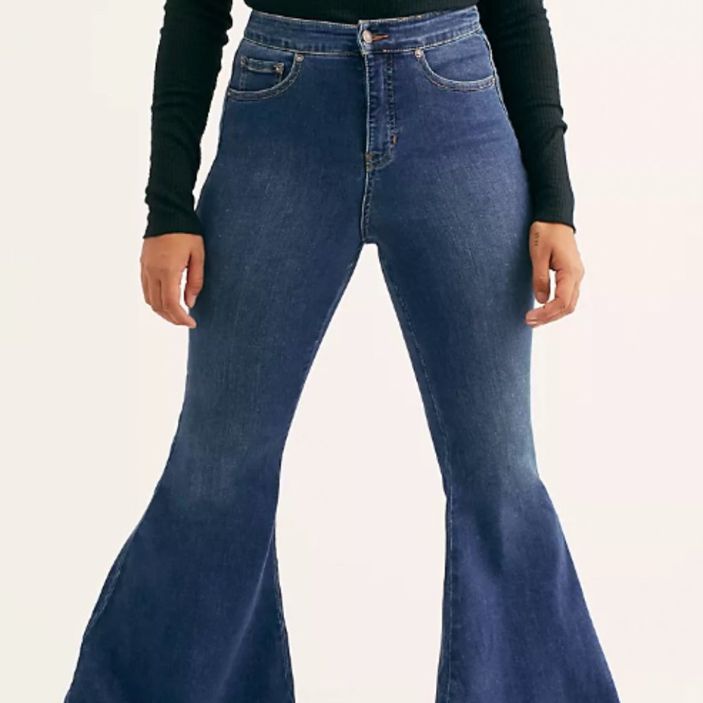 Free People CRVY Super High-Rise Lace-Up Flare Jeans